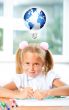 Little girl looking for a drawing concept wil