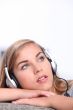 Girl listening to music on headphones