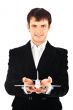 Portrait of young business man isolated on wh
