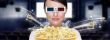 Portrait of young stylish modern woman wearing 3d glasses watchi