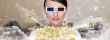 Portrait of young stylish modern woman wearing 3d glasses watchi