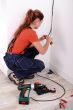 Electrician installing electrical wiring