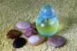 Blue bottle with massage oil