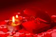 Two rings in a box and two candles