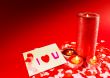 St. Valentine`s day greeting background with four burning candle