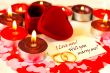 Blank card and two rings and candles