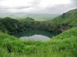 Small lake between the caucasus mountains summertime