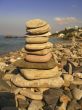 Balanced stones on the seashore
