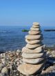 Balanced stones on the seashore