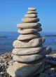 Balanced stones on the seashore