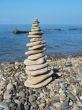 Balanced stones on the seashore