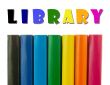 Row of colorful books` spines - Library concept