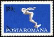 Diving swimmer on post stamp