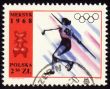 Javelin throwing on post stamp of Poland