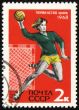 Handball player on post stamp