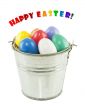Colorful Easter eggs in a bucket