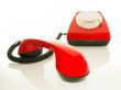 Red old fashioned telephone - Contact us concept
