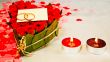 Two rings and a blank card with two candles