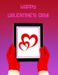Tablet PC with Valentine`s Day greeting