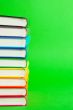 Stack of books` spines 