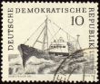 Ship at sea on post stamp