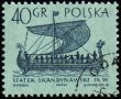 Scandinavian ship on post stamp