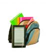 Electronic book with books in backpack