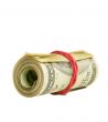 Roll of US dollars tied up with rubber