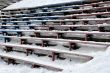 Closeup Bandy Stadium Stands Under Snow