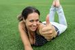 Happy smiling girl with thumbs up 