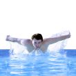 man swimming butterfly 
