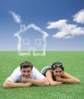 happy family with dream house  