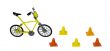 Yellow Bicycle and Traffic Cones