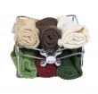 Bath Towels in a Basket with Faucet Handle