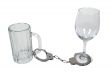 Handcuffs on Beer Mug and Wine Glass