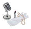 Microphone with White Gloves, Pearls and Lipstick