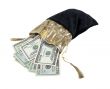 Money in a Velvet Drawstring Bag