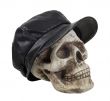 Skull in Leather Driving Cap