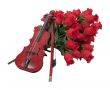 Violin on a Bouquet of Red Roses