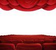 Movie theater with red curtains 