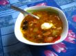 Plate with tasty soup on the table