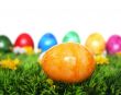 Yellow egg in the foreground
