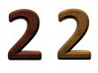 3d wooden numbers on white background.