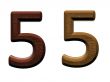 3d wooden numbers on white background.