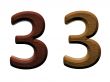 3d wooden numbers on white background.