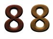 3d wooden numbers on white background.