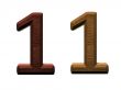 3d wooden numbers on white background.