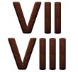 3d wooden roman numbers on white background.