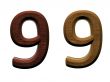 3d wooden numbers on white background.