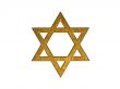 3D rendering of a golden star on a white background